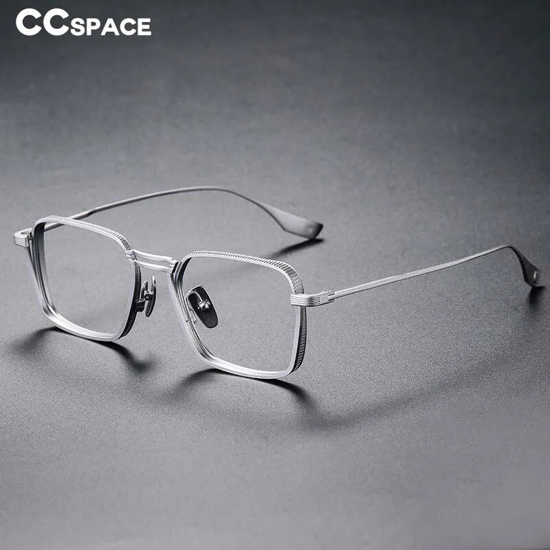 CCspace Unisex Full Rim Square Double Bridge Titanium Eyeglasses 53229