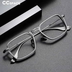 CCspace Unisex Full Rim Square Double Bridge Titanium Eyeglasses 53229