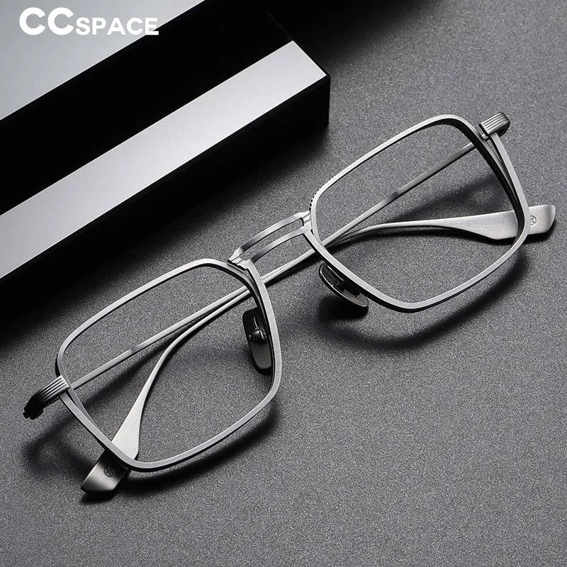 CCspace Unisex Full Rim Square Double Bridge Titanium Eyeglasses 53229