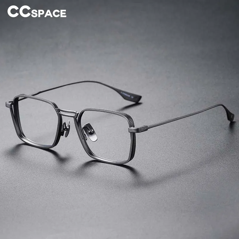 CCspace Unisex Full Rim Square Double Bridge Titanium Eyeglasses 53229