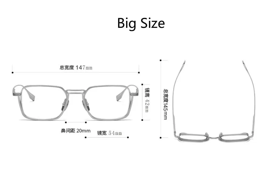 CCspace Unisex Full Rim Square Double Bridge Titanium Eyeglasses 53229