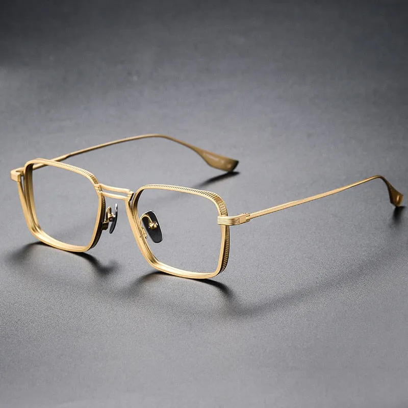 CCspace Unisex Full Rim Square Double Bridge Titanium Eyeglasses 53229