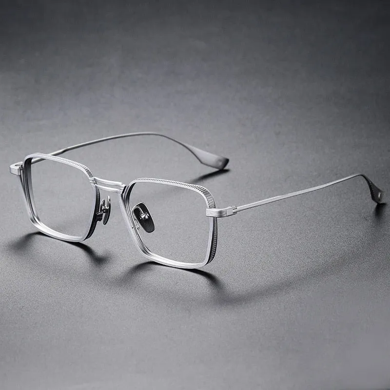 CCspace Unisex Full Rim Square Double Bridge Titanium Eyeglasses 53229
