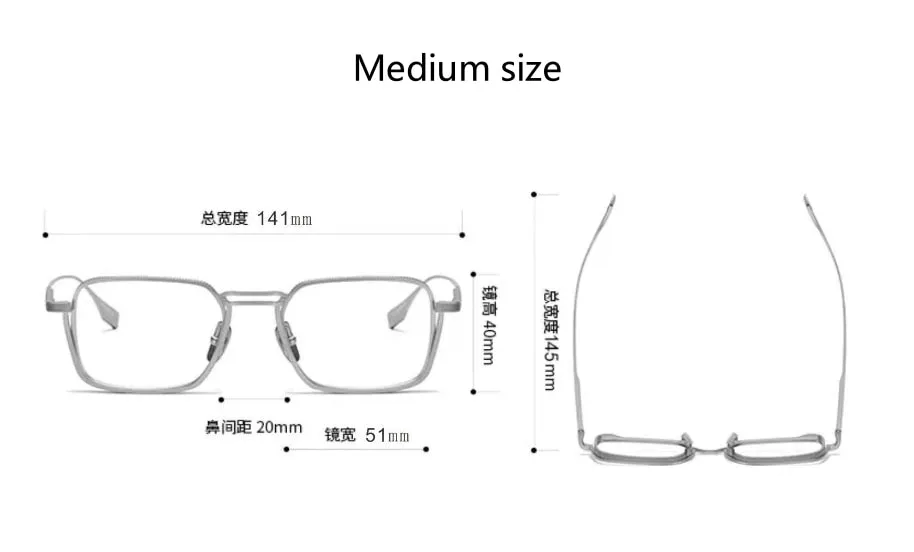CCspace Unisex Full Rim Square Double Bridge Titanium Eyeglasses 53229