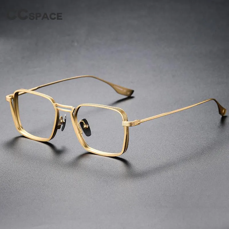 CCspace Unisex Full Rim Square Double Bridge Titanium Eyeglasses 53229
