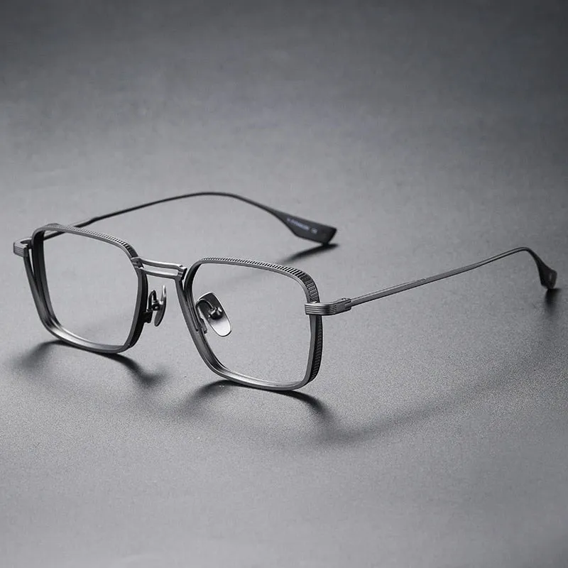 CCspace Unisex Full Rim Square Double Bridge Titanium Eyeglasses 53229