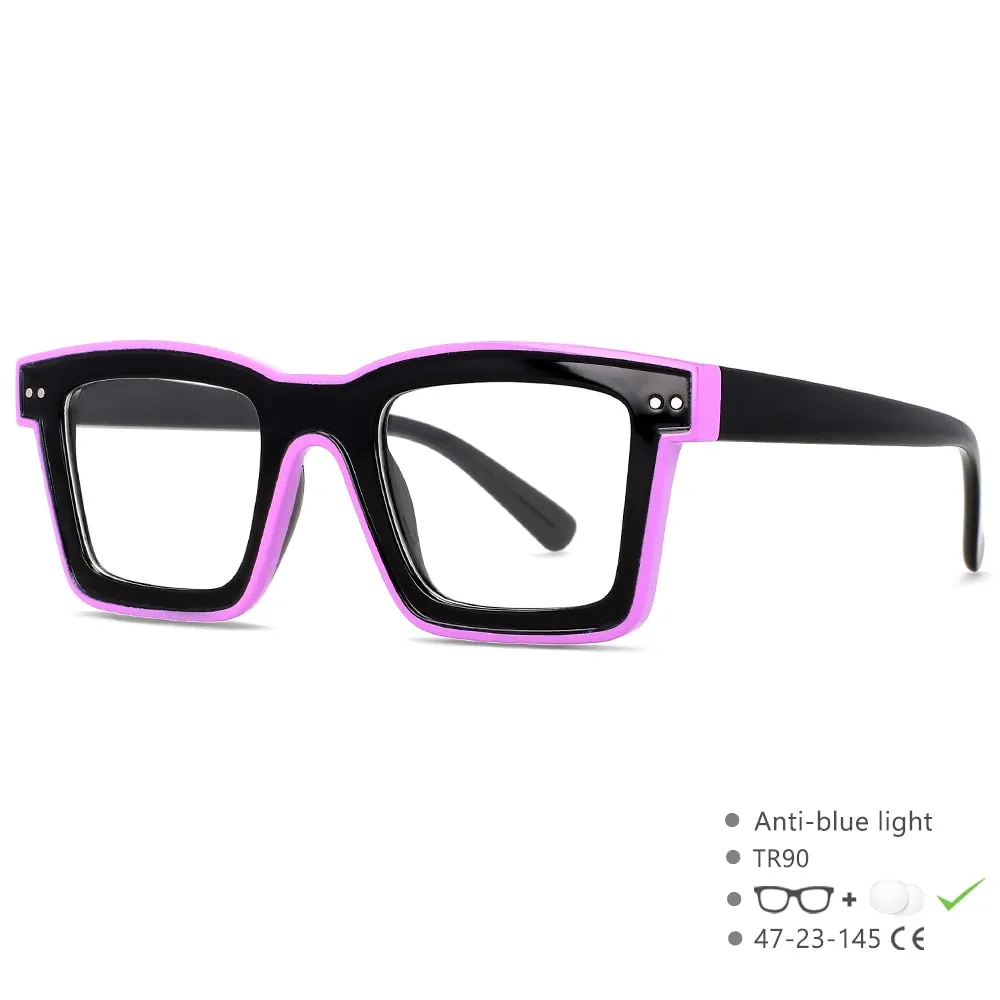 CCspace Unisex Full Rim Square Punk Acetate Eyeglasses 55599
