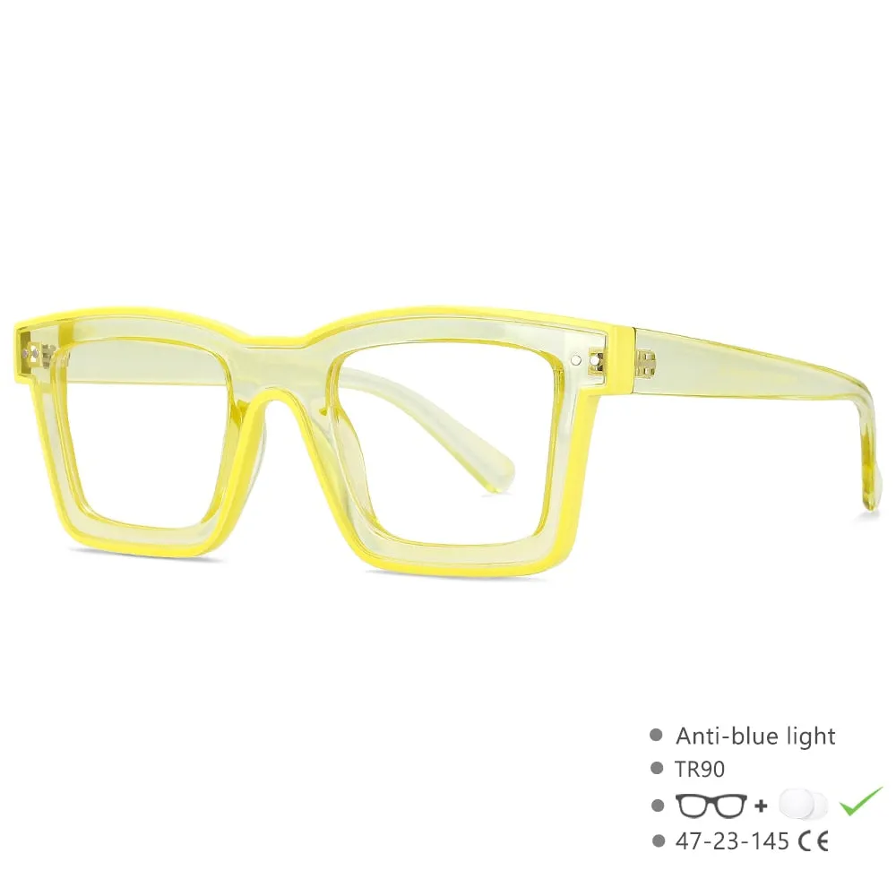 CCspace Unisex Full Rim Square Punk Acetate Eyeglasses 55599