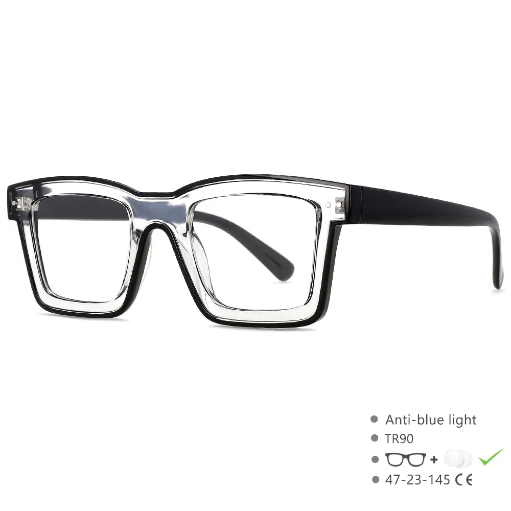 CCspace Unisex Full Rim Square Punk Acetate Eyeglasses 55599