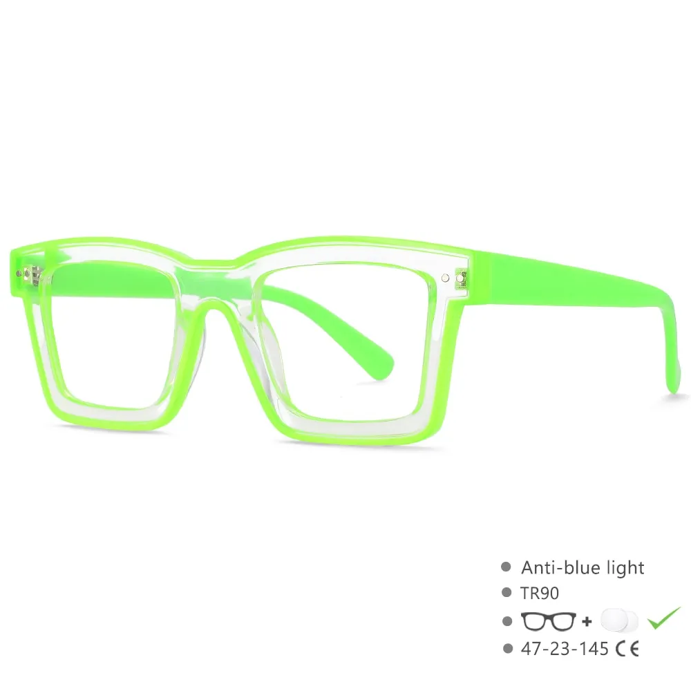 CCspace Unisex Full Rim Square Punk Acetate Eyeglasses 55599