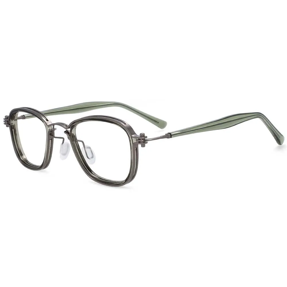 CCspace Unisex Full Rim Square Round Acetate Alloy Steampunk Frame Eyeglasses 54227