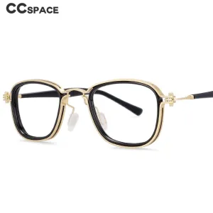 CCspace Unisex Full Rim Square Round Acetate Alloy Steampunk Frame Eyeglasses 54227