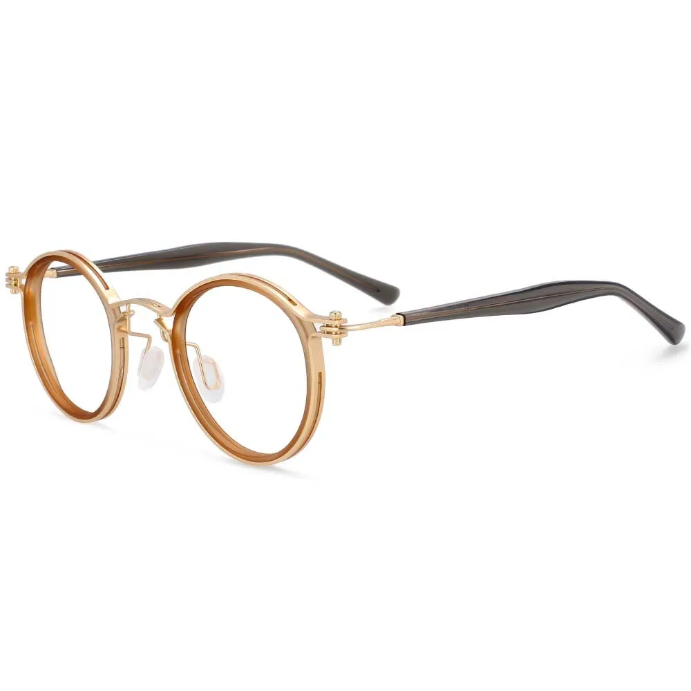 CCspace Unisex Full Rim Square Round Acetate Alloy Steampunk Frame Eyeglasses 54227