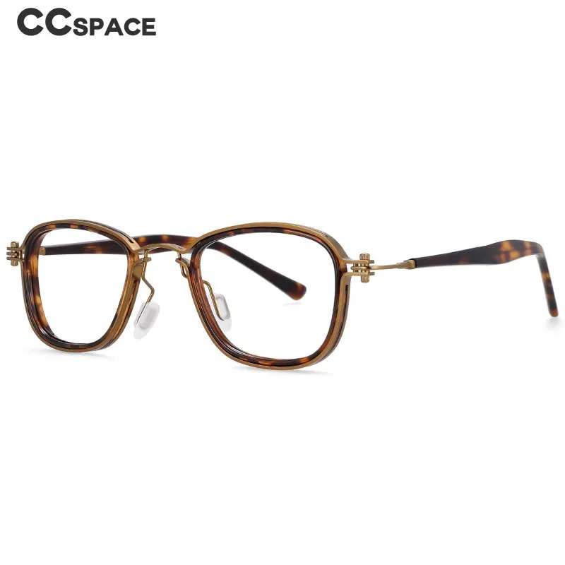CCspace Unisex Full Rim Square Round Acetate Alloy Steampunk Frame Eyeglasses 54227