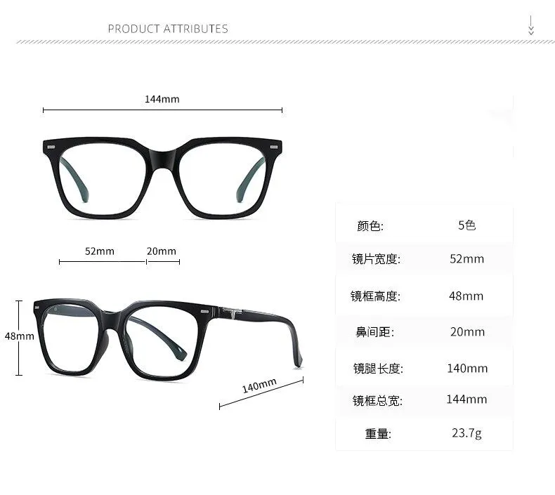 CCspace Unisex Full RIm Square Tr 90 Titanium Eyeglasses 55171