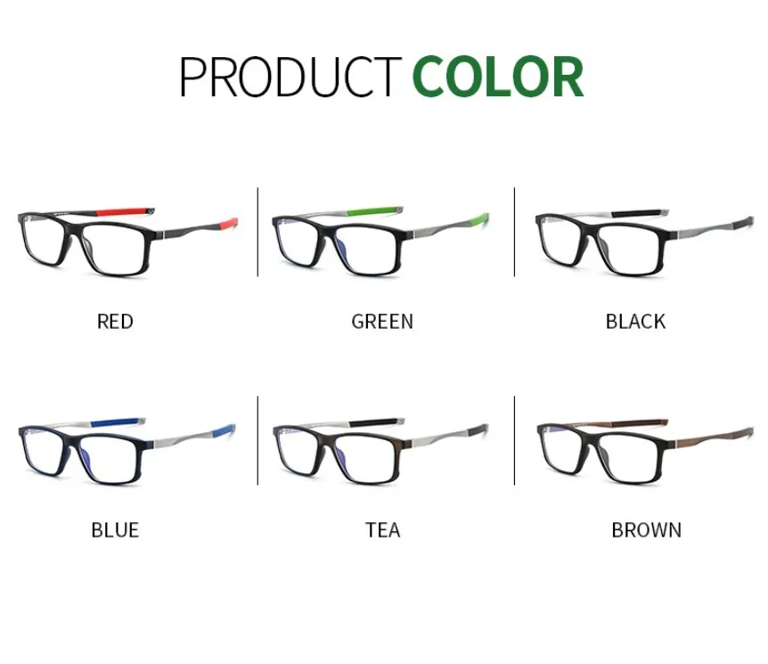 CCspace Unisex Full Rim Square Tr 90 Titanium Sport Eyeglasses 47547