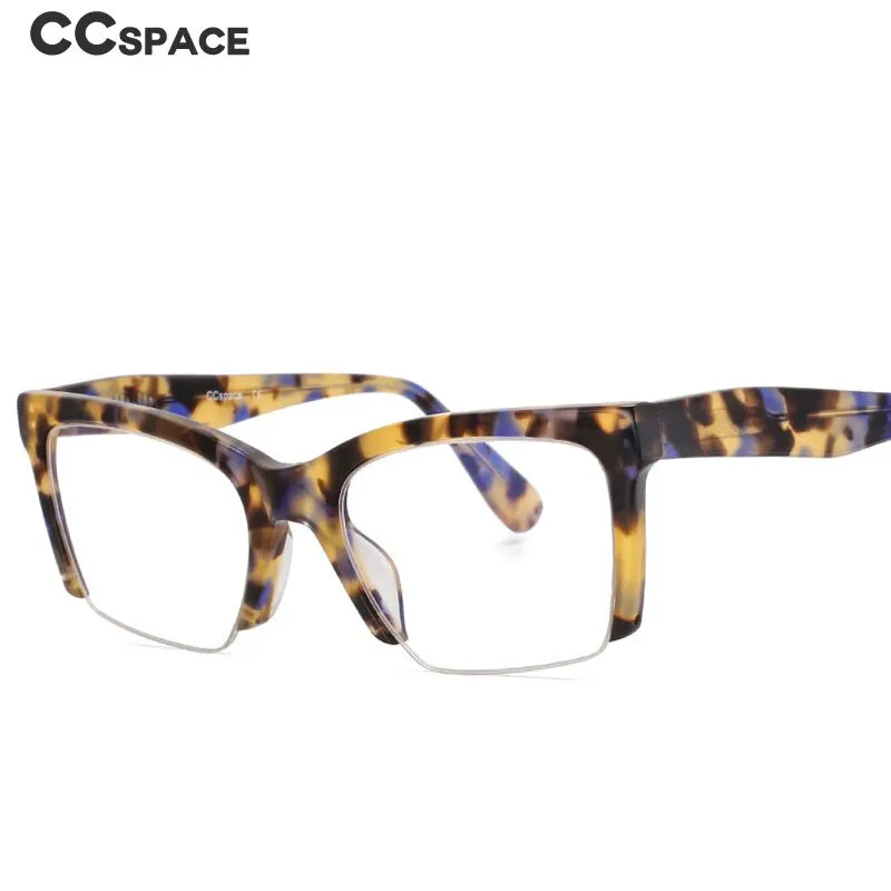 CCspace Unisex Semi Rim Square Acetate Frame Eyeglasses 49409