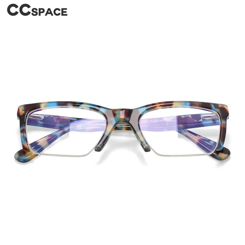 CCspace Unisex Semi Rim Square Acetate Frame Eyeglasses 49409