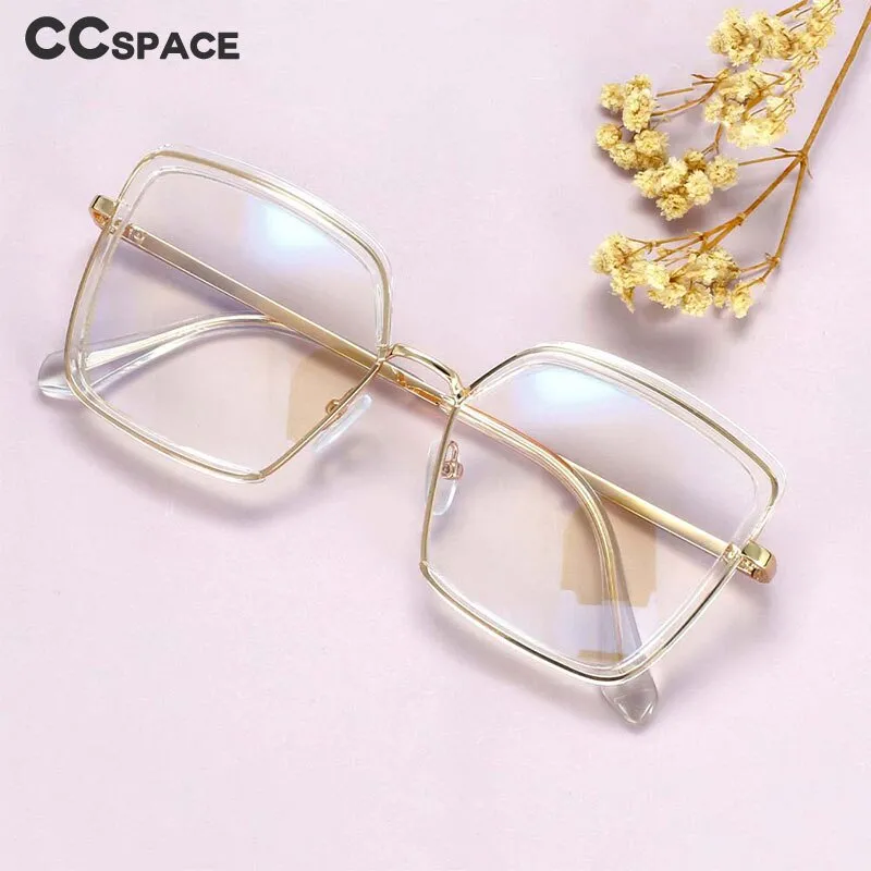 CCspace Unisex Semi Rim Square Tr 90 Titanium Frame Eyeglasses 54078