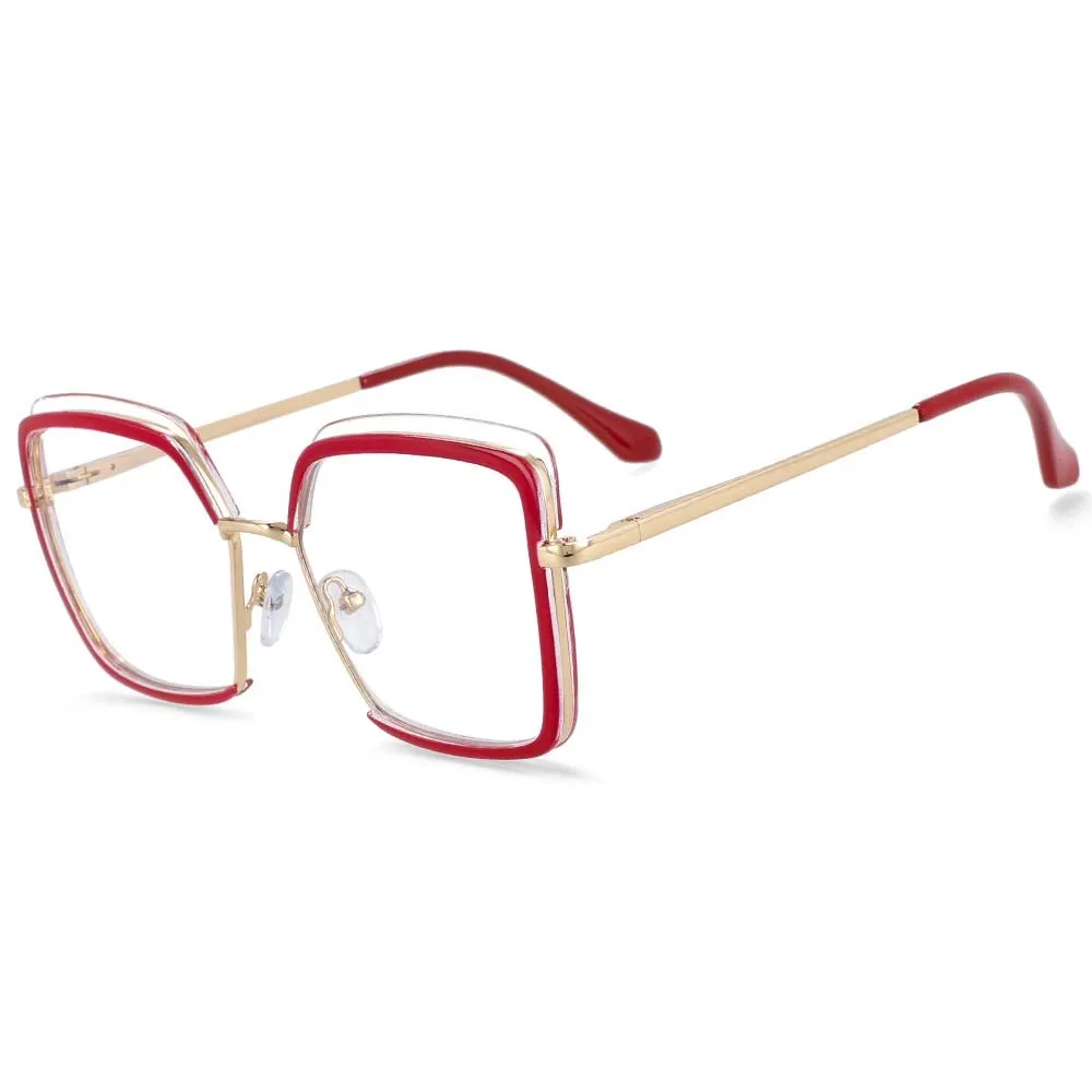 CCspace Unisex Semi Rim Square Tr 90 Titanium Frame Eyeglasses 54078