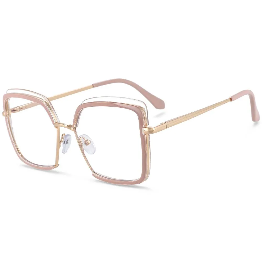 CCspace Unisex Semi Rim Square Tr 90 Titanium Frame Eyeglasses 54078