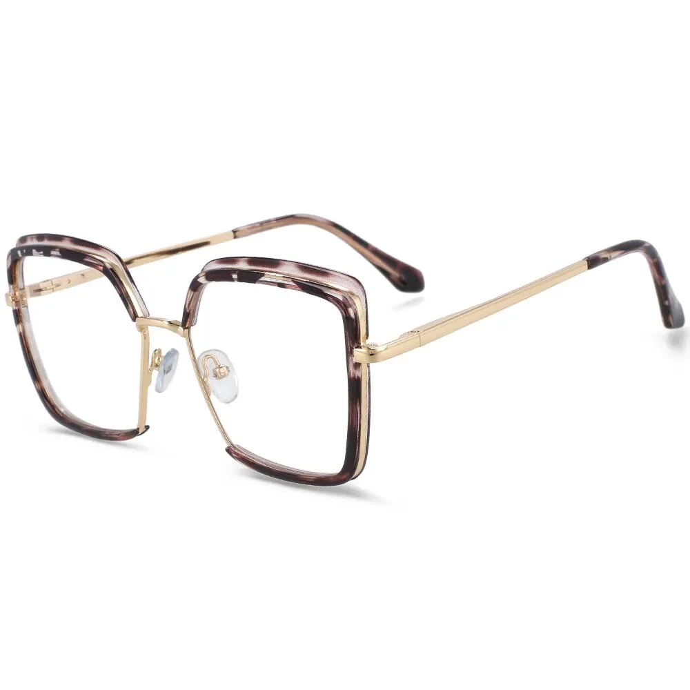 CCspace Unisex Semi Rim Square Tr 90 Titanium Frame Eyeglasses 54078