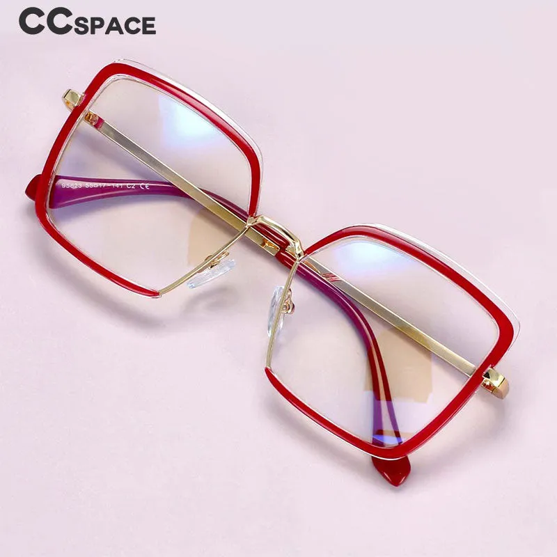 CCspace Unisex Semi Rim Square Tr 90 Titanium Frame Eyeglasses 54078