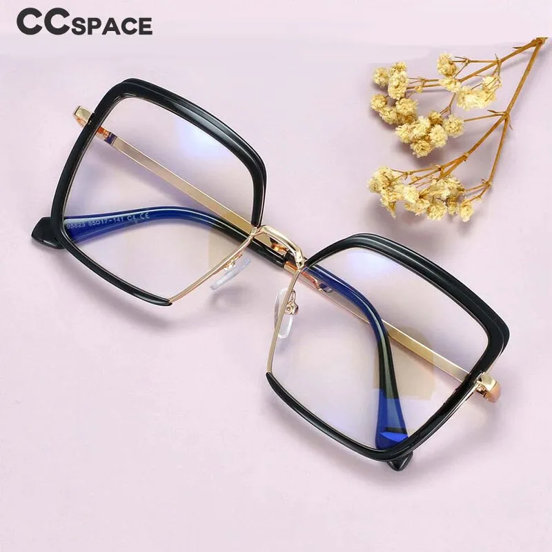 CCspace Unisex Semi Rim Square Tr 90 Titanium Frame Eyeglasses 54078