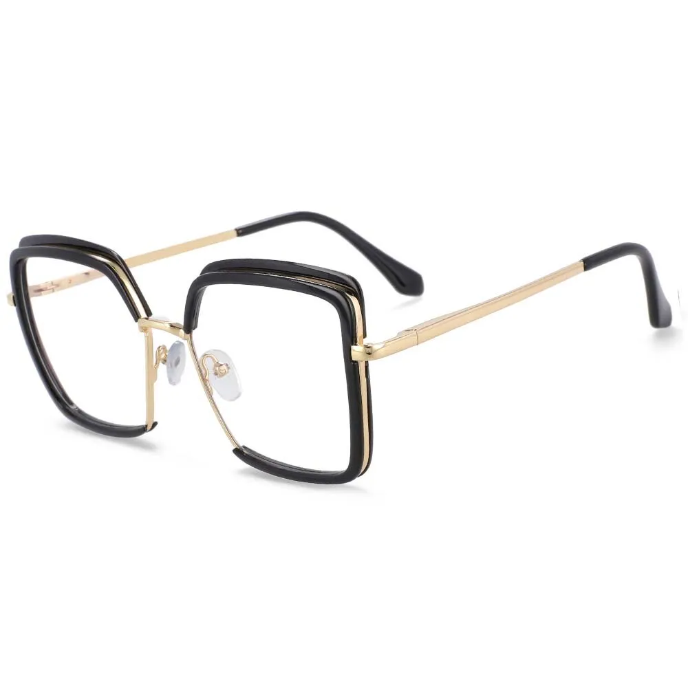 CCspace Unisex Semi Rim Square Tr 90 Titanium Frame Eyeglasses 54078