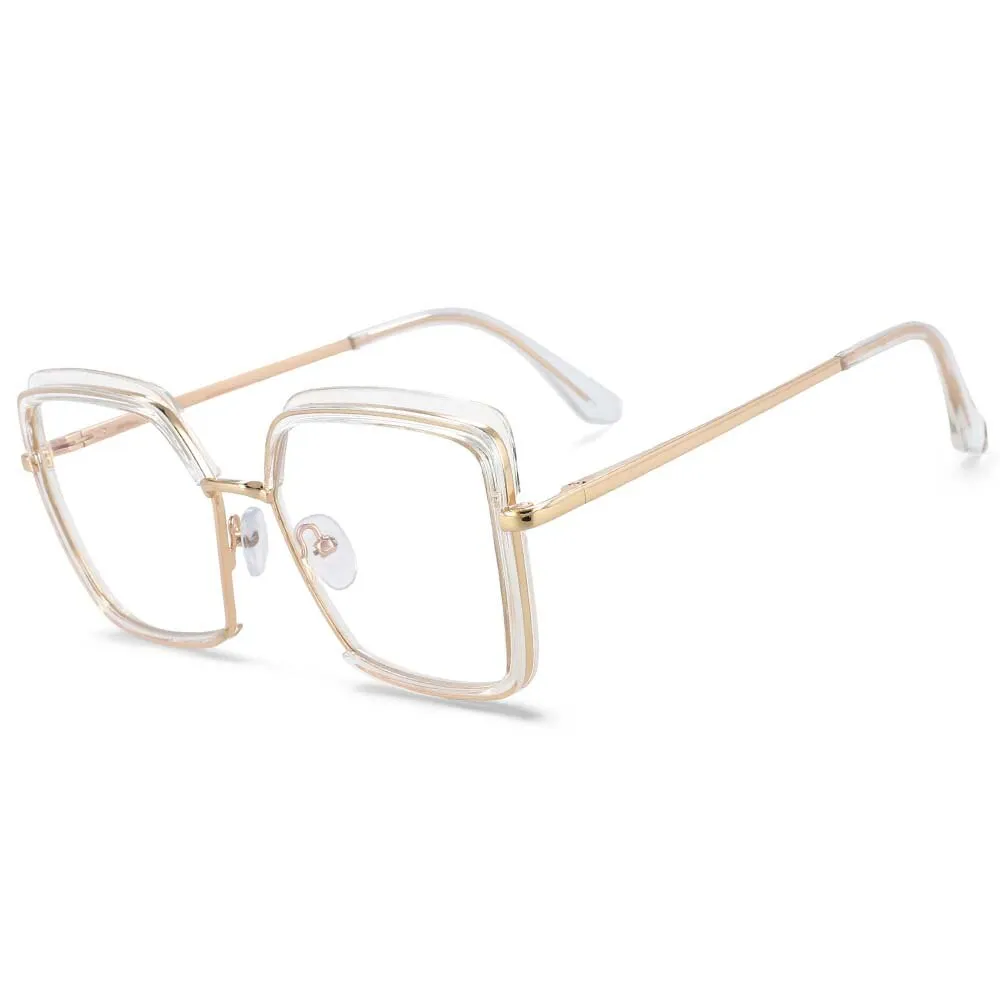 CCspace Unisex Semi Rim Square Tr 90 Titanium Frame Eyeglasses 54078