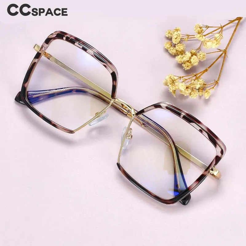CCspace Unisex Semi Rim Square Tr 90 Titanium Frame Eyeglasses 54078