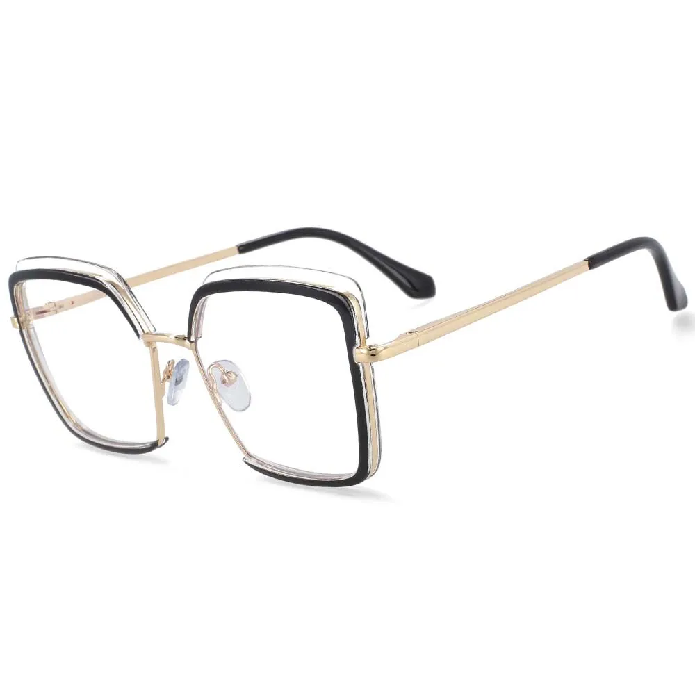 CCspace Unisex Semi Rim Square Tr 90 Titanium Frame Eyeglasses 54078