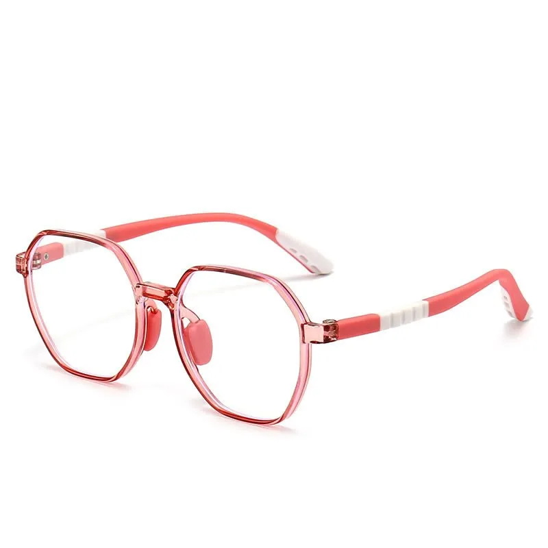 CCspace Unisex Youth Full Rim Polygon Tr 90 Silicone Eyeglasses 54667