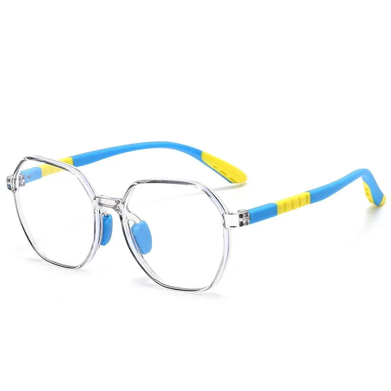 CCspace Unisex Youth Full Rim Polygon Tr 90 Silicone Eyeglasses 54667