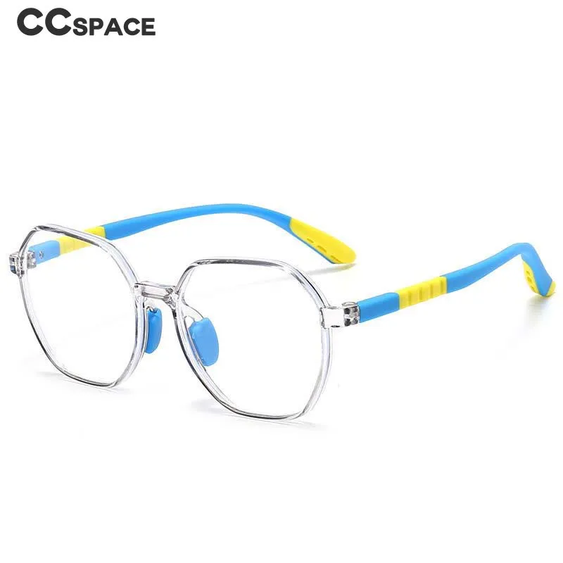 CCspace Unisex Youth Full Rim Polygon Tr 90 Silicone Eyeglasses 54667