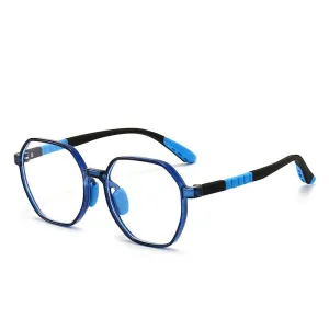 CCspace Unisex Youth Full Rim Polygon Tr 90 Silicone Eyeglasses 54667