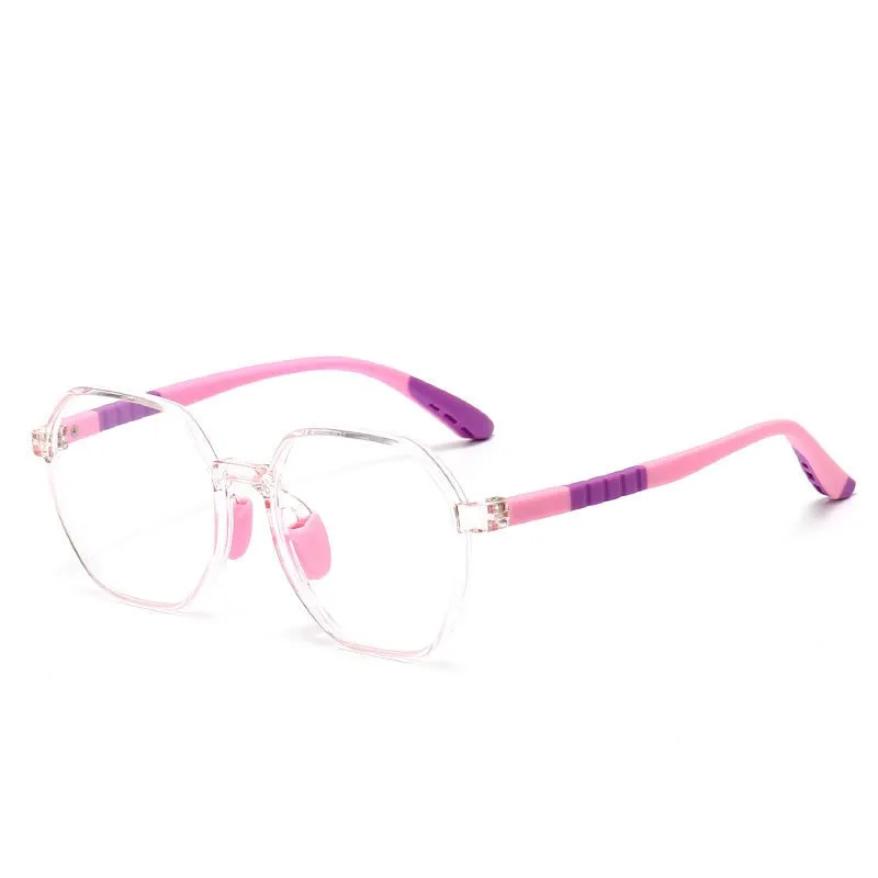 CCspace Unisex Youth Full Rim Polygon Tr 90 Silicone Eyeglasses 54667