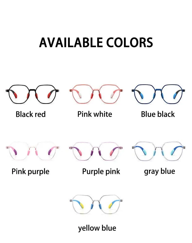 CCspace Unisex Youth Full Rim Polygon Tr 90 Silicone Eyeglasses 54667