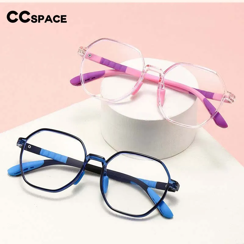 CCspace Unisex Youth Full Rim Polygon Tr 90 Silicone Eyeglasses 54667