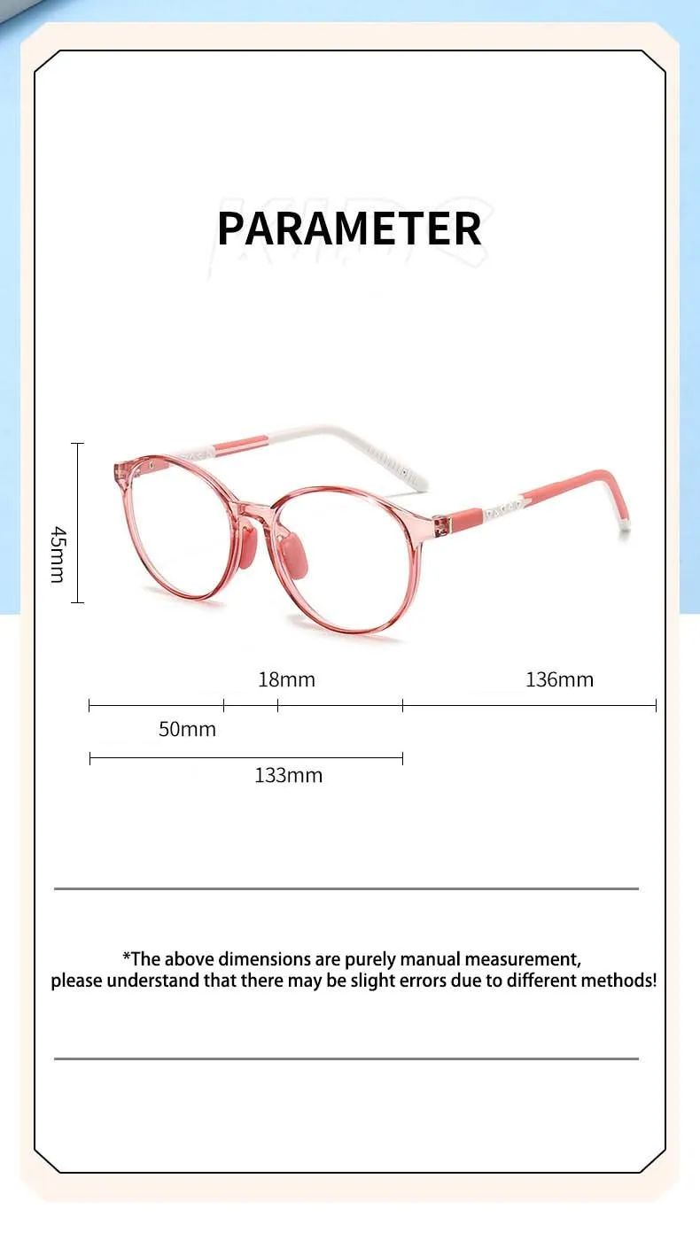 CCspace Unisex Youth Full Rim Round Silicone Eyeglasses 54672