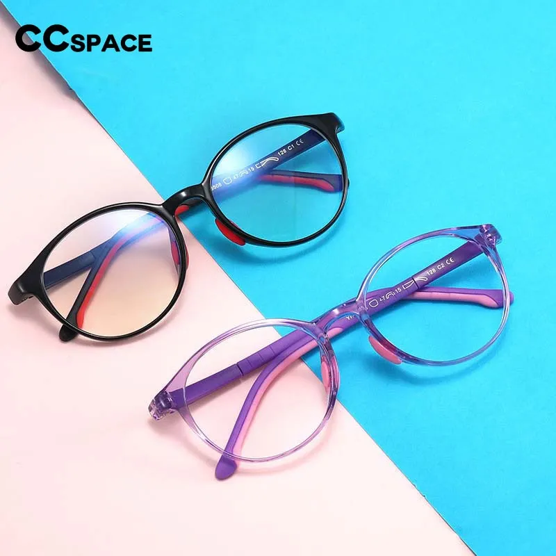 CCspace Unisex Youth Full Rim Round Tr 90 Silicone Eyeglasses 54678