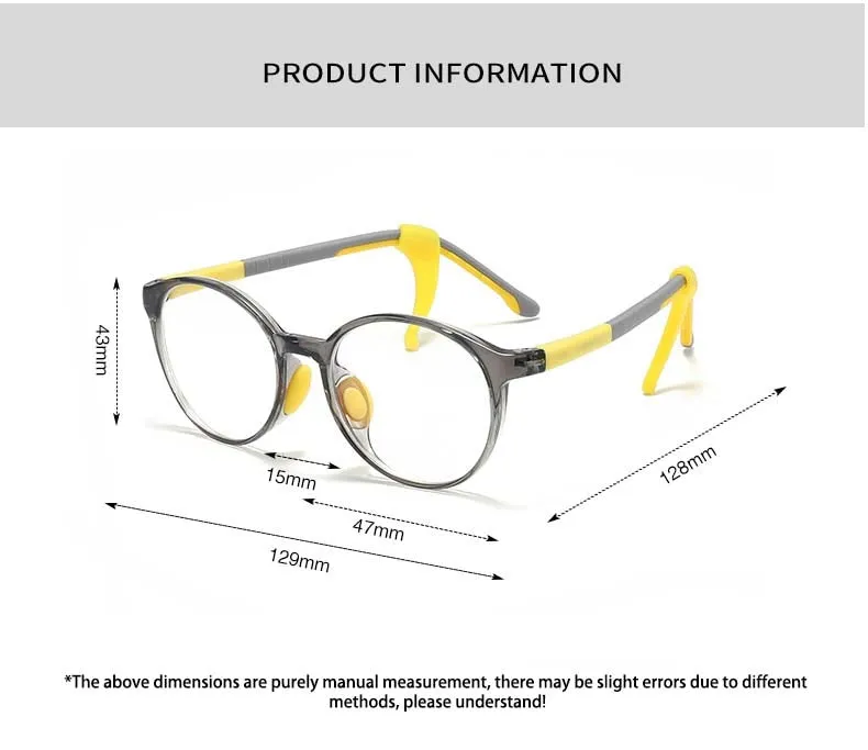 CCspace Unisex Youth Full Rim Round Tr 90 Silicone Eyeglasses 54678