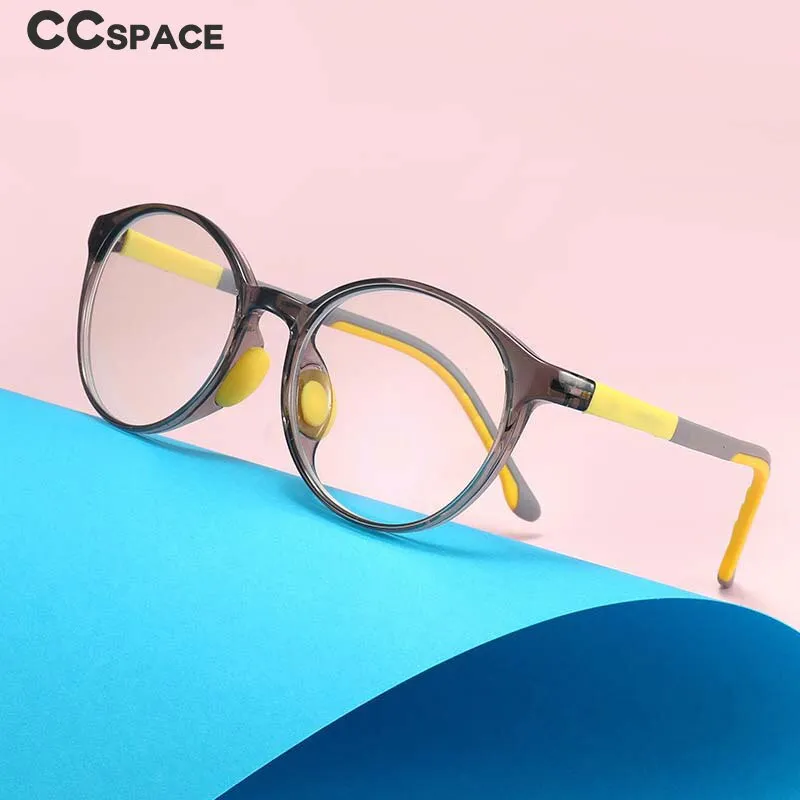 CCspace Unisex Youth Full Rim Round Tr 90 Silicone Eyeglasses 54678
