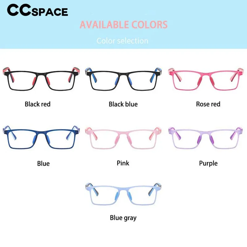CCspace Unisex Youth Full Rim Square Silicone Eyeglasses 54670