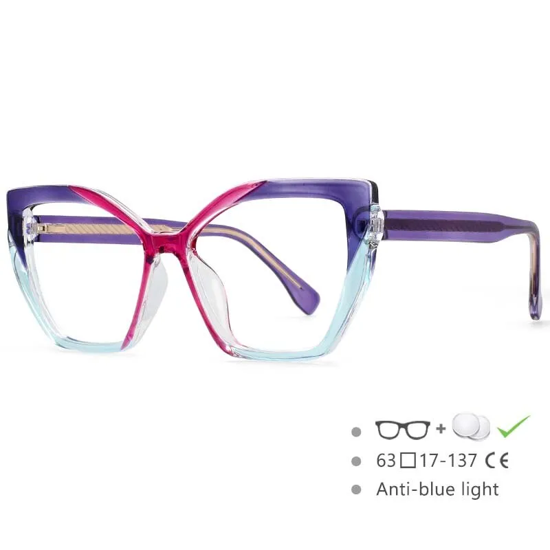 CCspace Women's Full Rim Cat Eye Tr 90 Titanium Frame Eyeglasses 54585