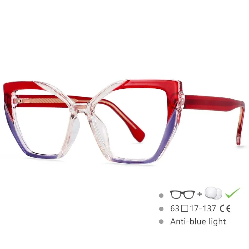 CCspace Women's Full Rim Cat Eye Tr 90 Titanium Frame Eyeglasses 54585