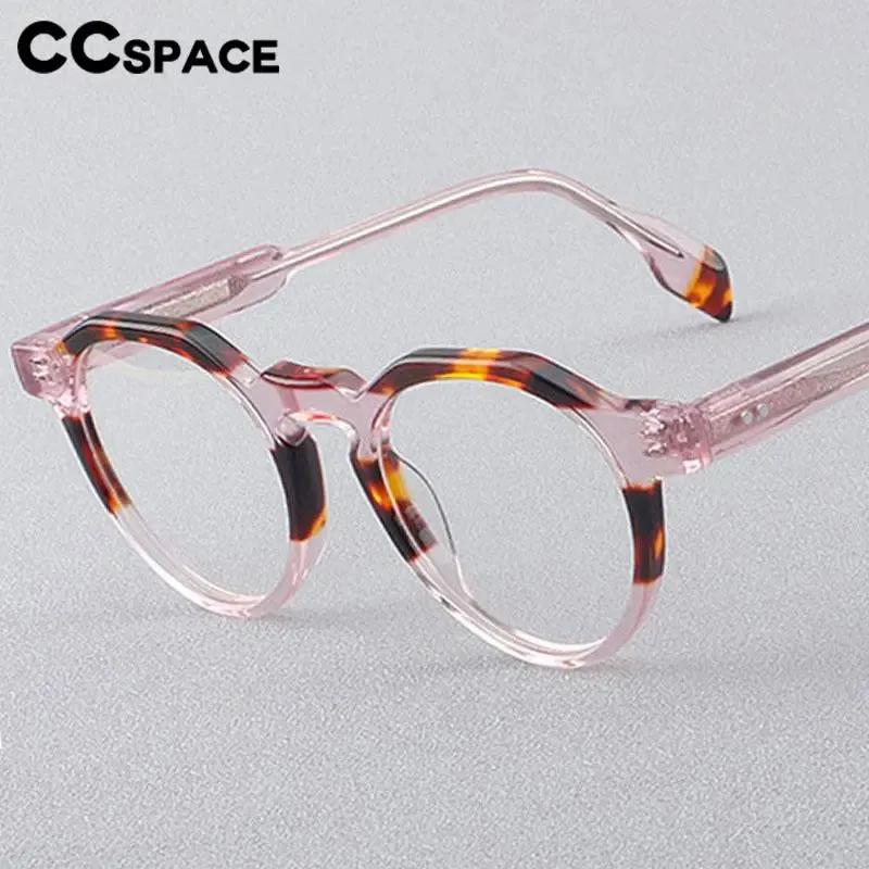 CCspace Women's Full Rim Flat Top Round Acetate Eyeglasses 56910