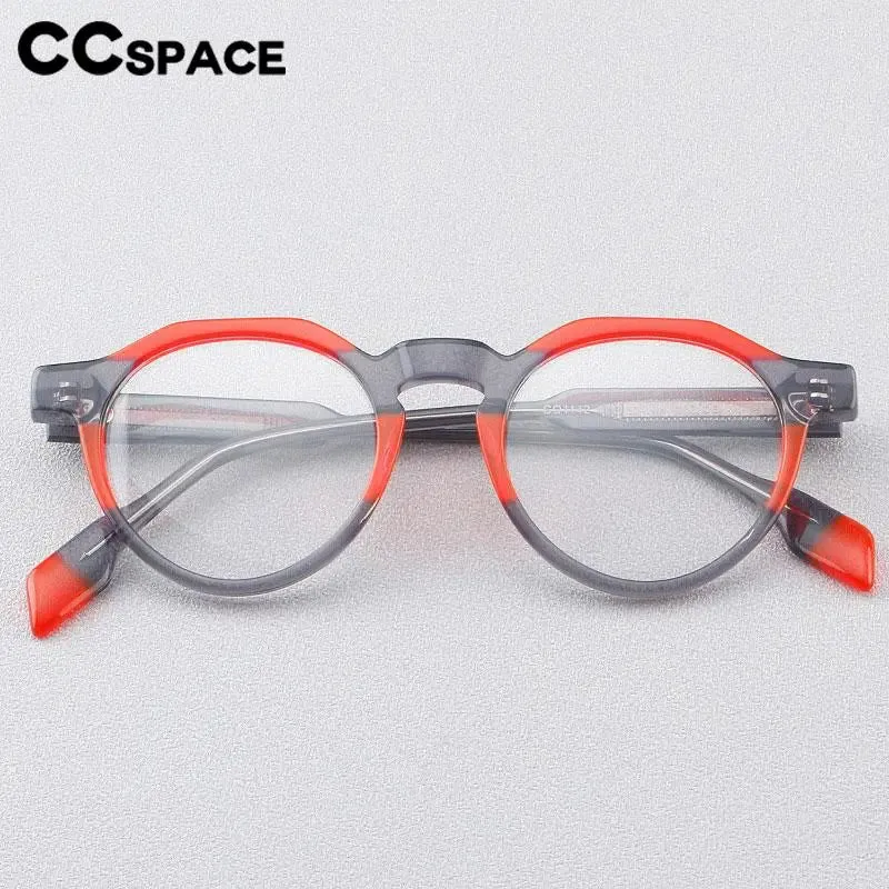 CCspace Women's Full Rim Flat Top Round Acetate Eyeglasses 56910