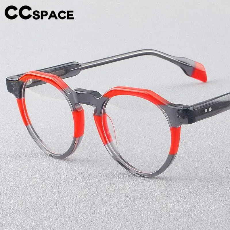 CCspace Women's Full Rim Flat Top Round Acetate Eyeglasses 56910