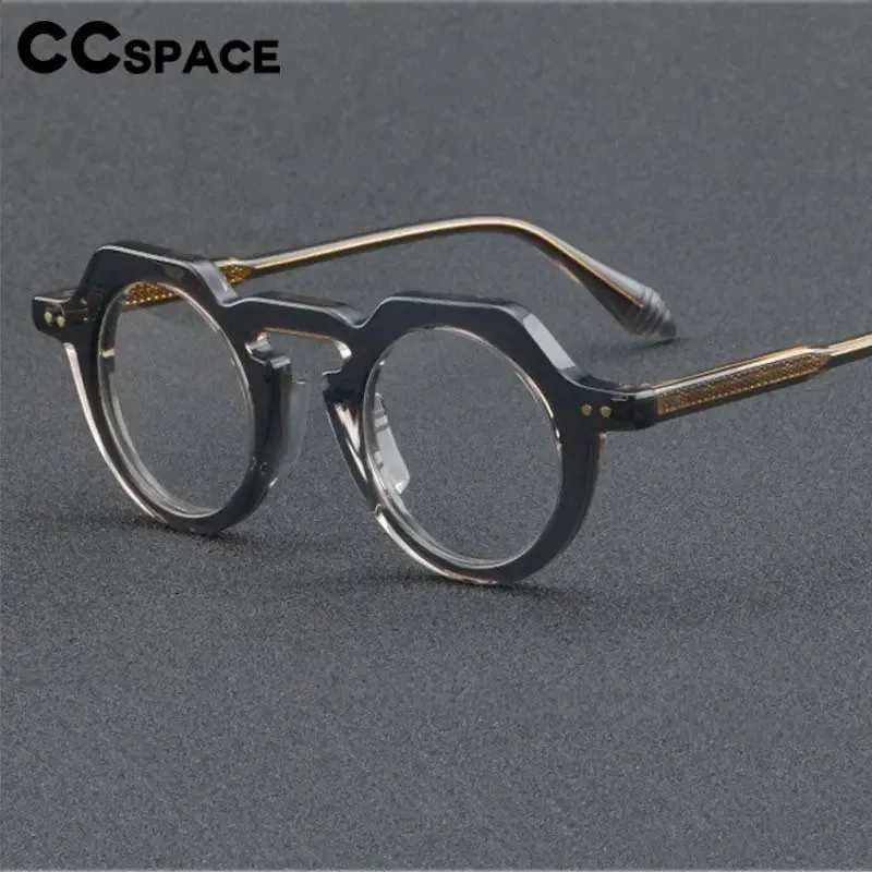 CCspace Women's Full Rim Flat Top Round Acetate Eyeglasses 56936